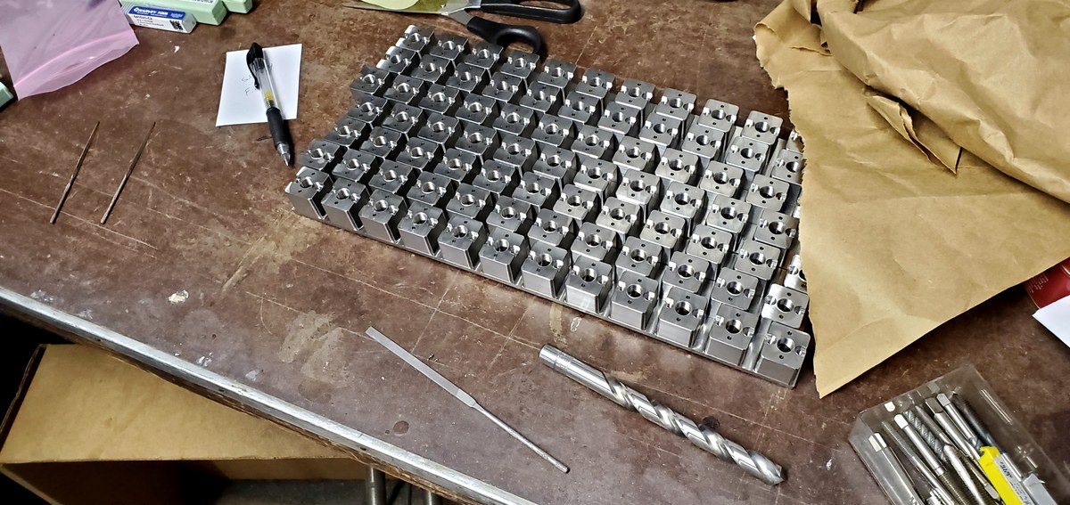 Production run of machined aluminum blocks